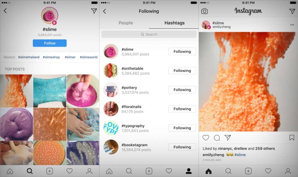 Instagram gör det möjligt att följa hashtags