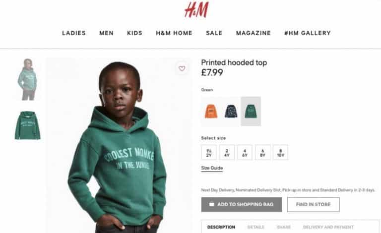 H&M-fadäsen: Mörk barnmodell var "coolaste apan i djungeln"