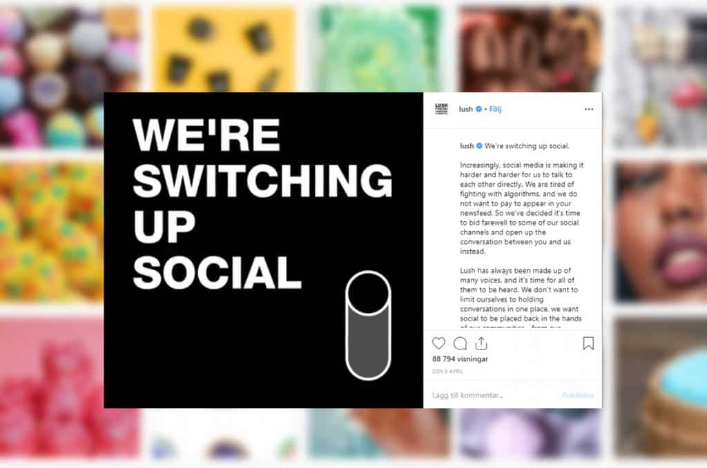 Lush dissar över 1 miljon följare på sociala medier