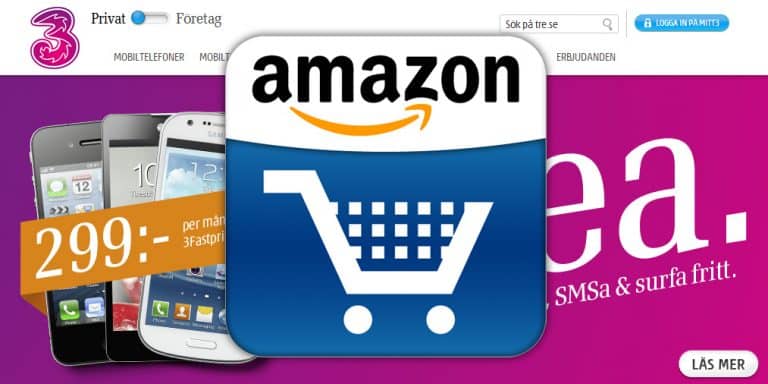 Mobiloperatören Tre i samarbete med Amazon