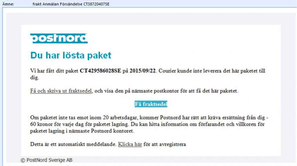 PostNord varnar för nya bluffmail i deras namn