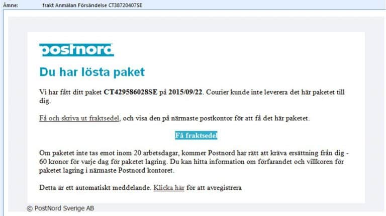 PostNord varnar för nya bluffmail i deras namn