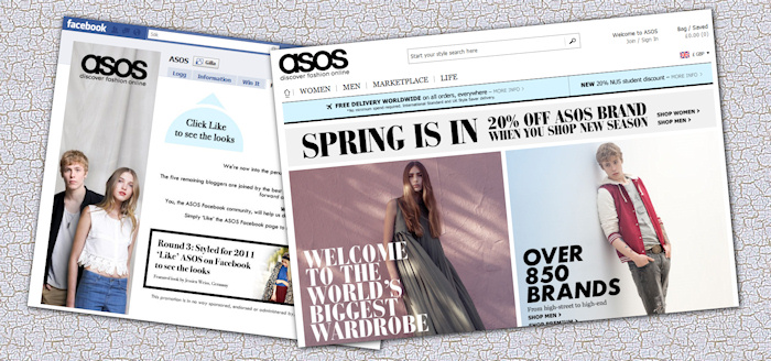 Modebutiken Asos satsar på Facebook