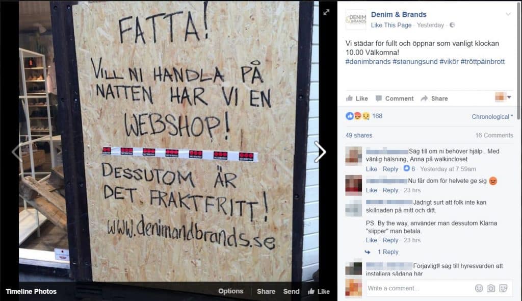 Hade inbrott i butiken - gjorde reklam för e-handeln